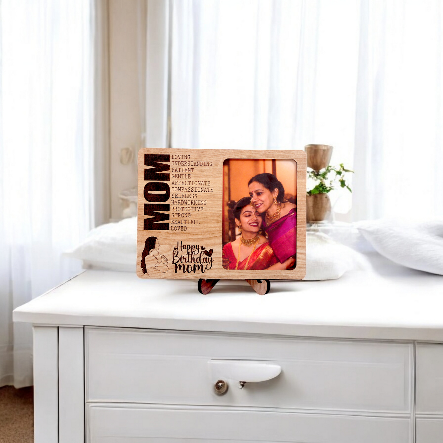 Happy Birthday Mom Wooden Photo Frame FB-7910