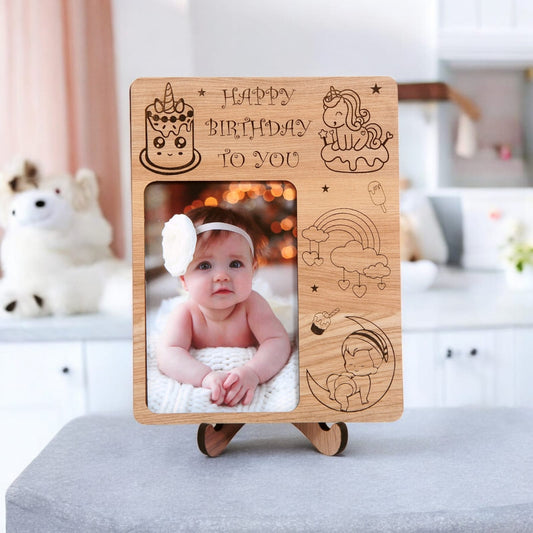 Happy First Birthday Wooden Photo Frame FB-7902